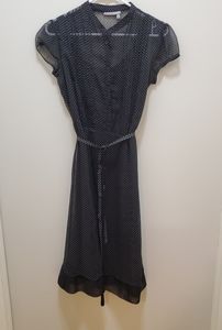 Tristan & Iseut Black with white dots midi dress